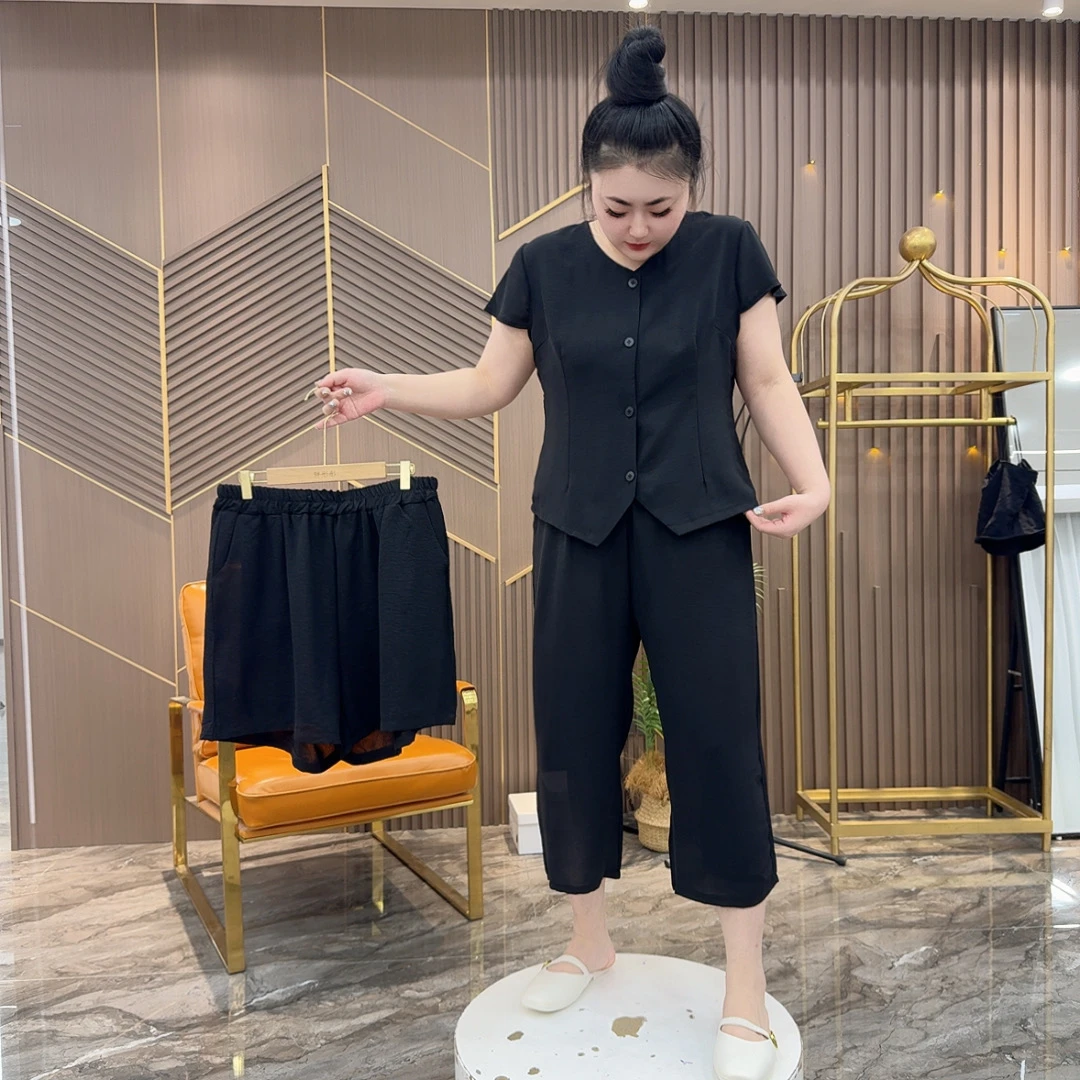 【彤彤家】9807#飞飞袖钮扣上衣+裤子两件套（可选裤长）L/884