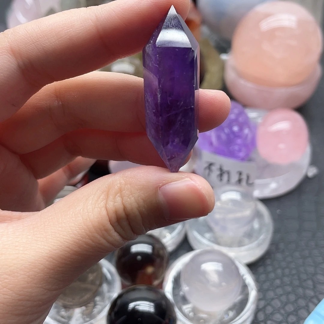 珠宝半成品未镶嵌水晶53紫水双尖