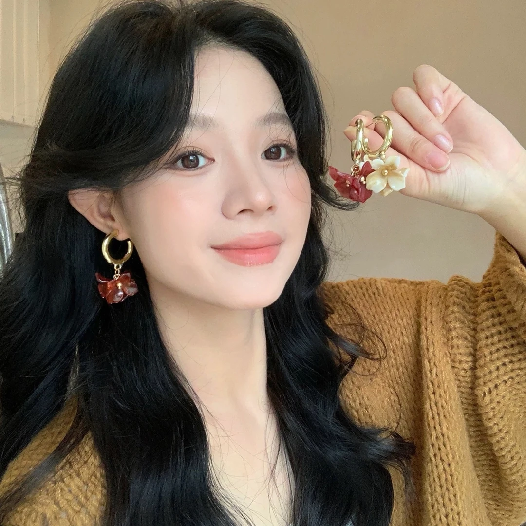 合金耳饰 轻奢高级感美拉德花朵耳钉复古小众耳环时尚气质耳饰女