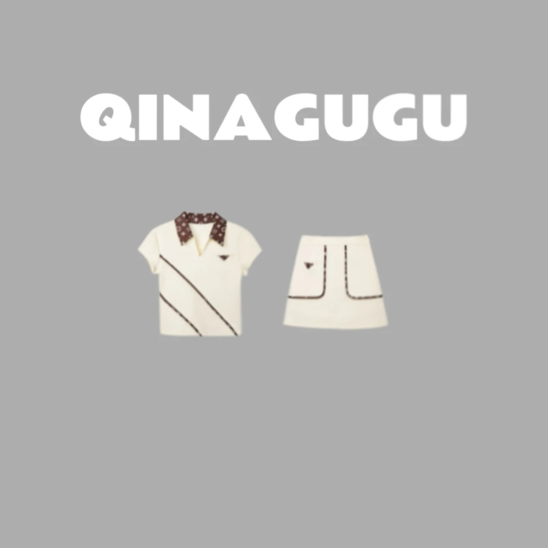 「落日梧桐」气质时尚百搭休闲短袖女士设计师高定轻奢短裙套装