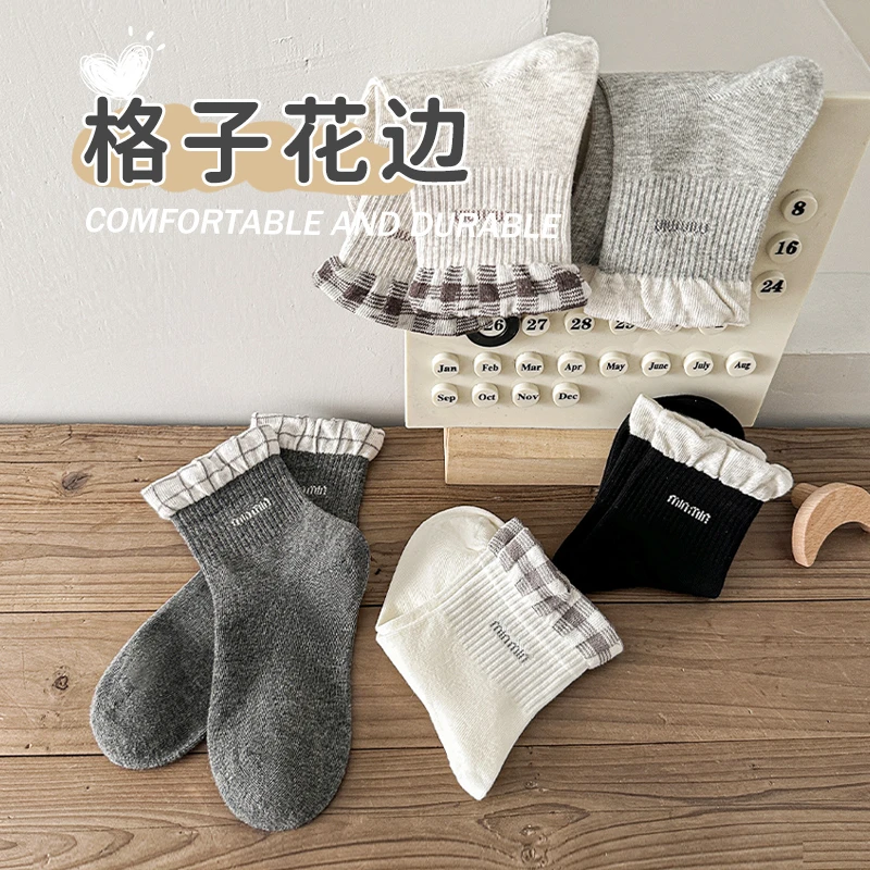 五朵棉春秋儿童袜子男童女童中筒a类棉袜宝宝童袜学生无骨女孩袜
