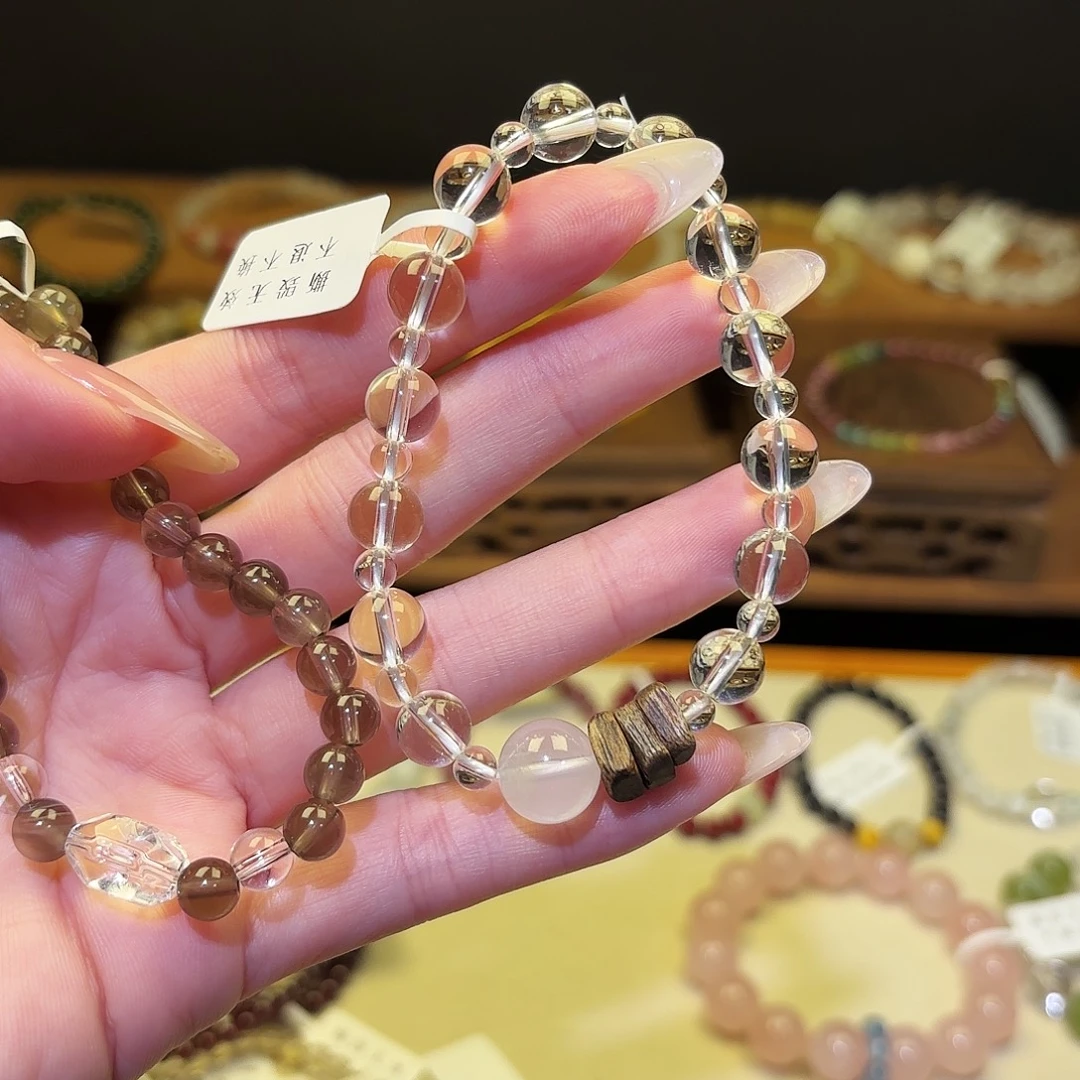 烟晶手链银S925镶嵌白9422