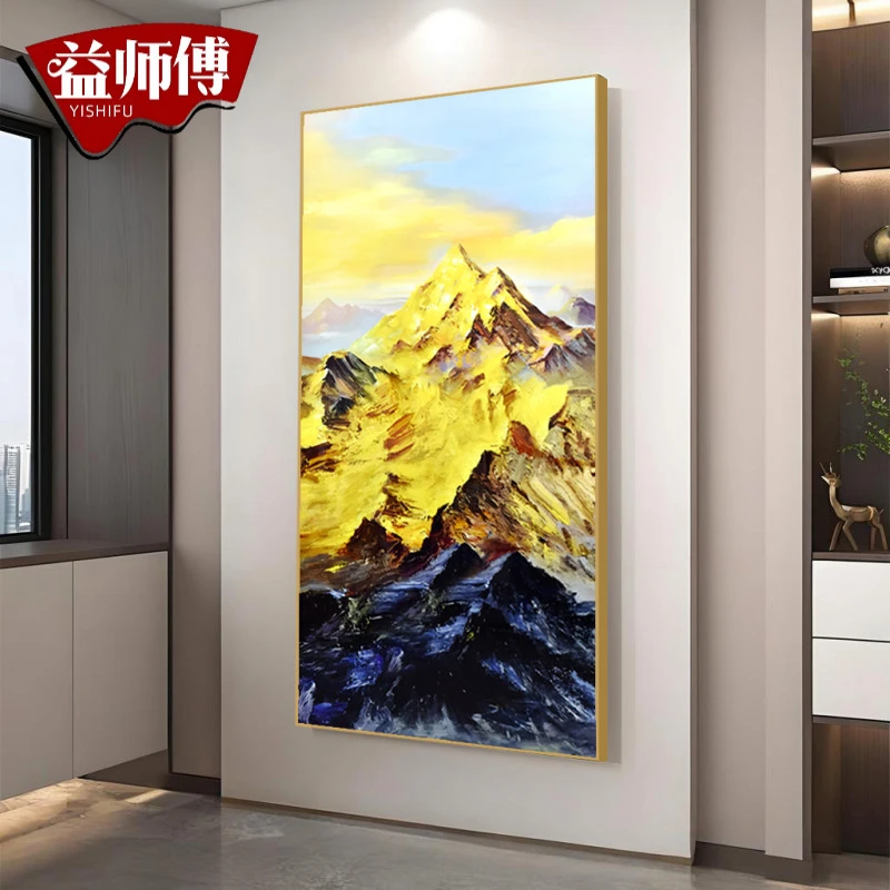 高端轻奢日照金山玄关装饰画走廊过道客厅挂画高级感金山100200