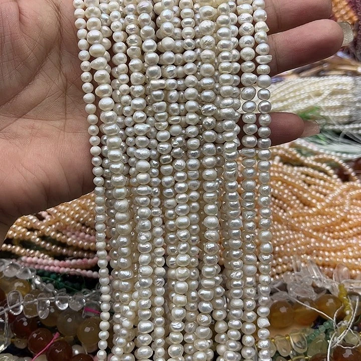 玛瑙/玉髓未镶嵌珠宝半成品一条5mm左右不规则珍珠