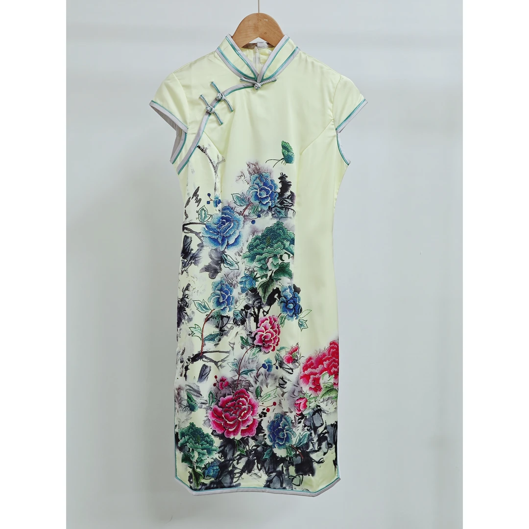 夏季新款改良旗袍连衣裙中长款修身显瘦适合少女日常穿着72105