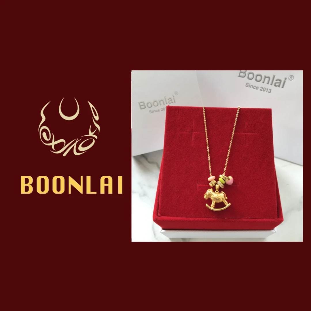铜合金布艺项链 Boonlai 金属彩色爱心小马项链1307