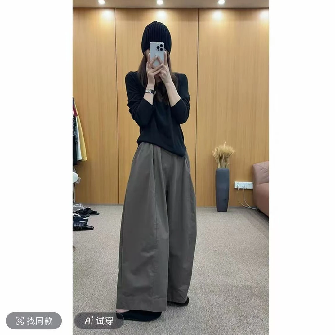 微胖大码休闲直筒三本长裤纯棉拼接时尚百搭秋季拽姐丑萌阔腿裤厚