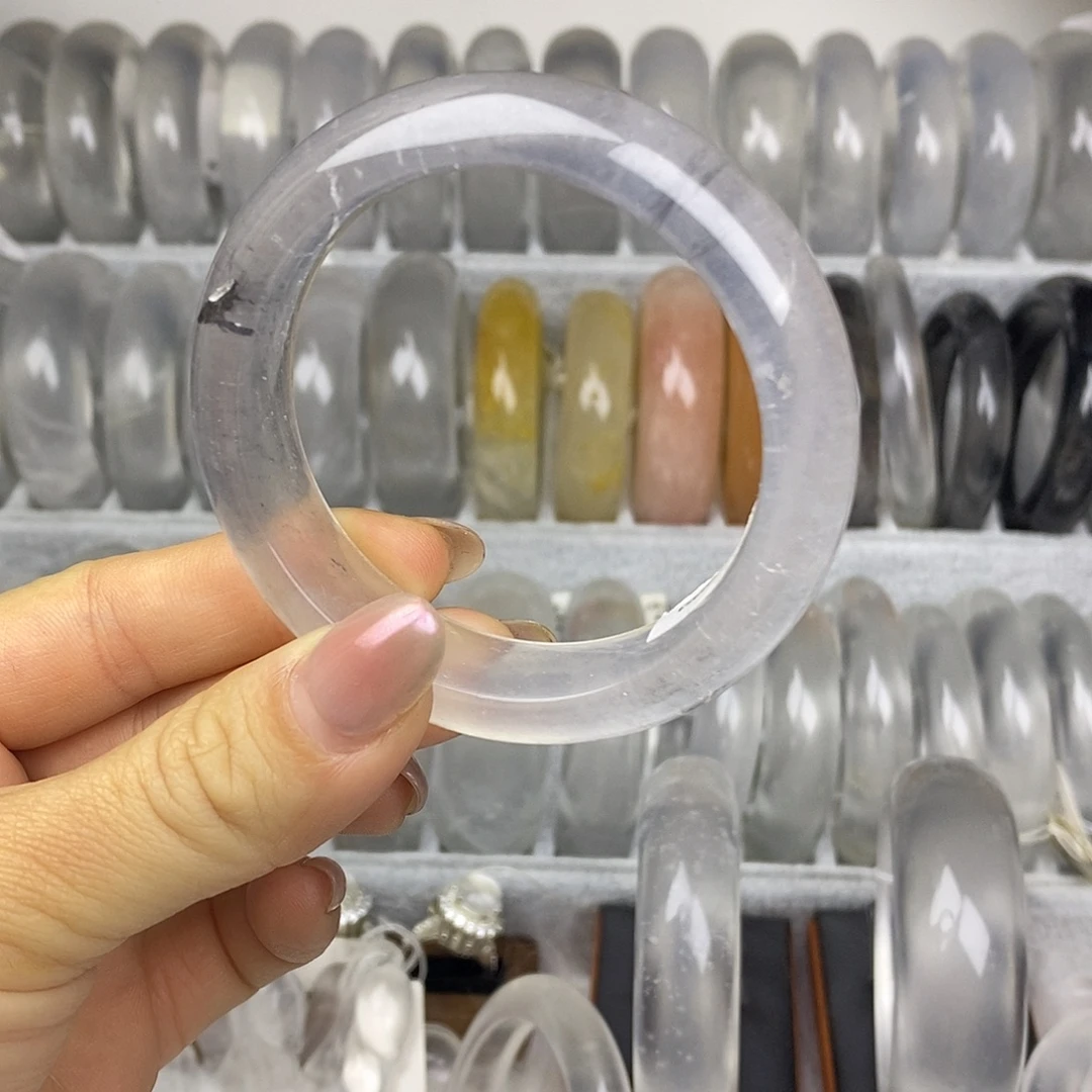 石英质玉未镶嵌手镯54.2黑钢飘乌鸡5853小坑包容