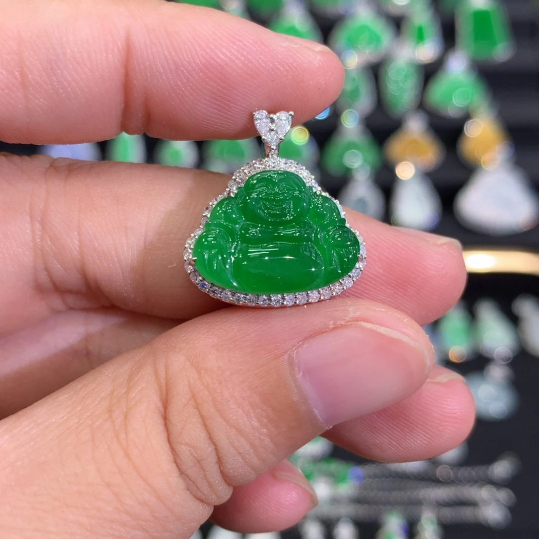 翡翠18K金镶嵌吊坠(不含链)吊坠