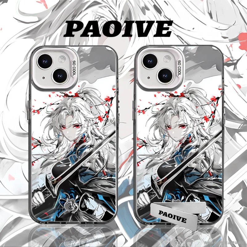 古风女孩适用于创意小众苹果华为一加小米手机彩银防摔壳Paoive