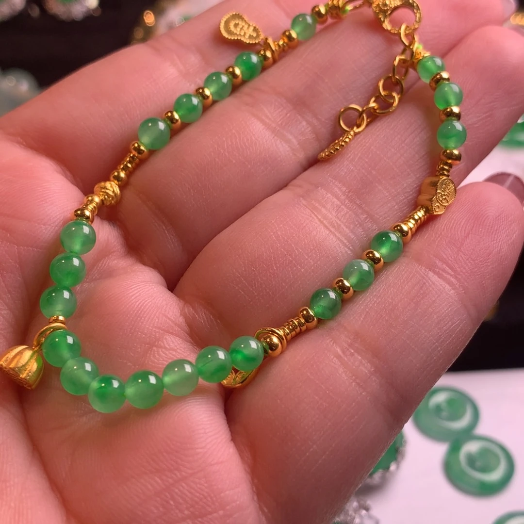 足金镶嵌手链翡翠手链