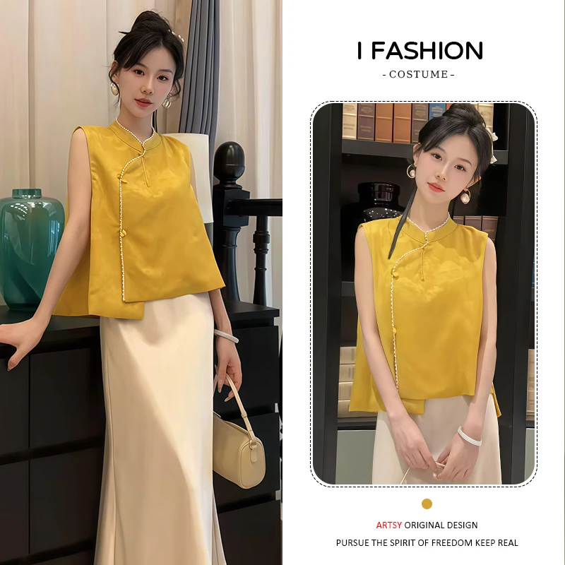 新中式国风气质马夹女2025年夏季新款高级感洋气减龄时尚百搭上衣