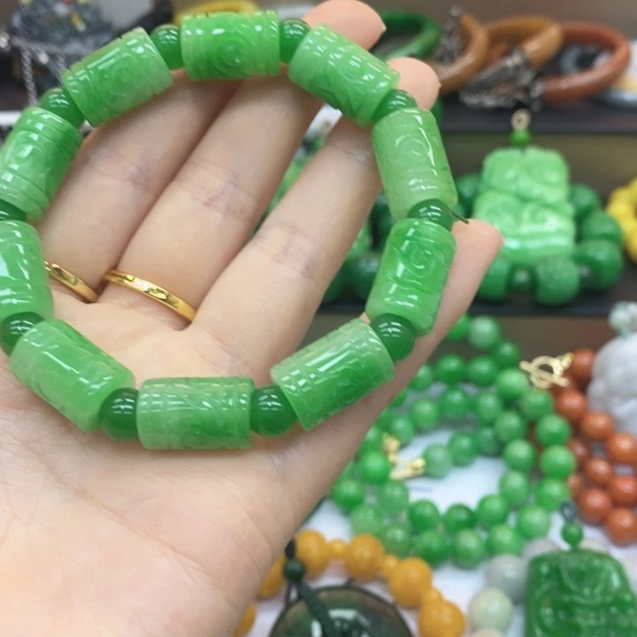 黄***金翡翠未镶嵌手链手链33