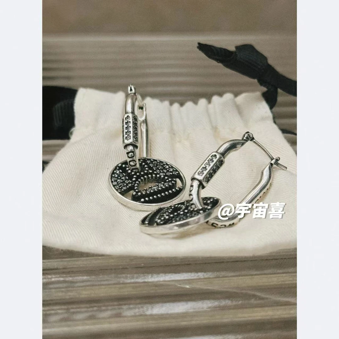 铜合金锆石耳饰 C4-079【古银锁扣星球中古耳扣】