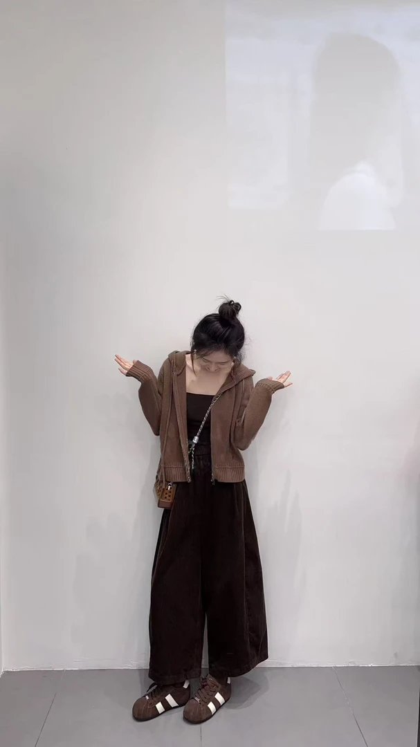 2025秋季新款韩系简约连帽针织衫毛衣双拉链抽绳设计感背心休闲裤