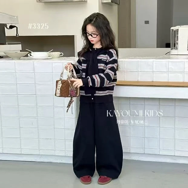 带批肩女童毛衣秋冬2025新款