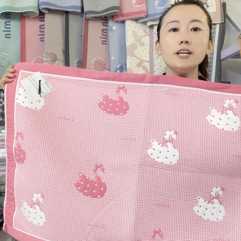 棉纱布粉色天鹅纯棉
