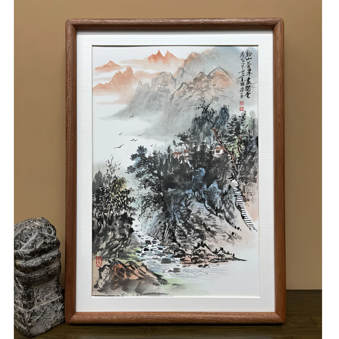 《溪谷苍翠》33×44花鸟水墨装饰摆台