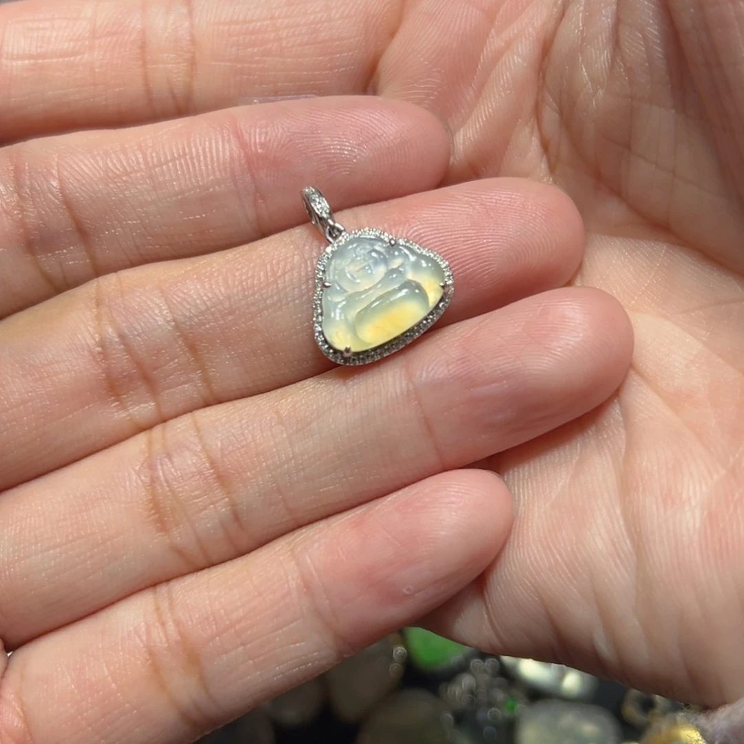 翡翠颈饰18K金镶嵌7*_吊坠