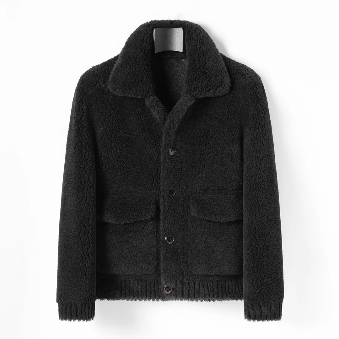 【清】海宁秋冬男夹克时尚休闲潮流翻领外套帅气大衣HN96616