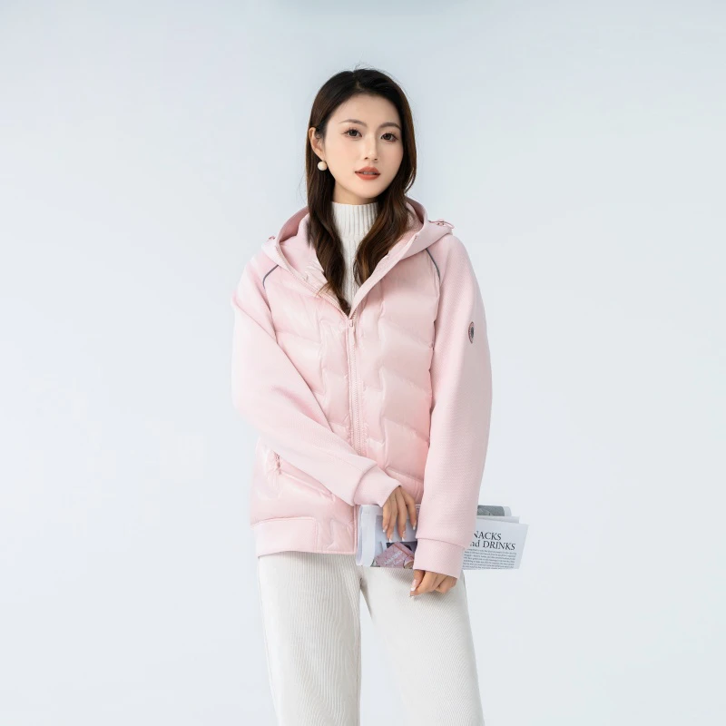 情侣款轻薄羽绒服男女连帽男女秋羽绒时尚拼接冬季外套6605