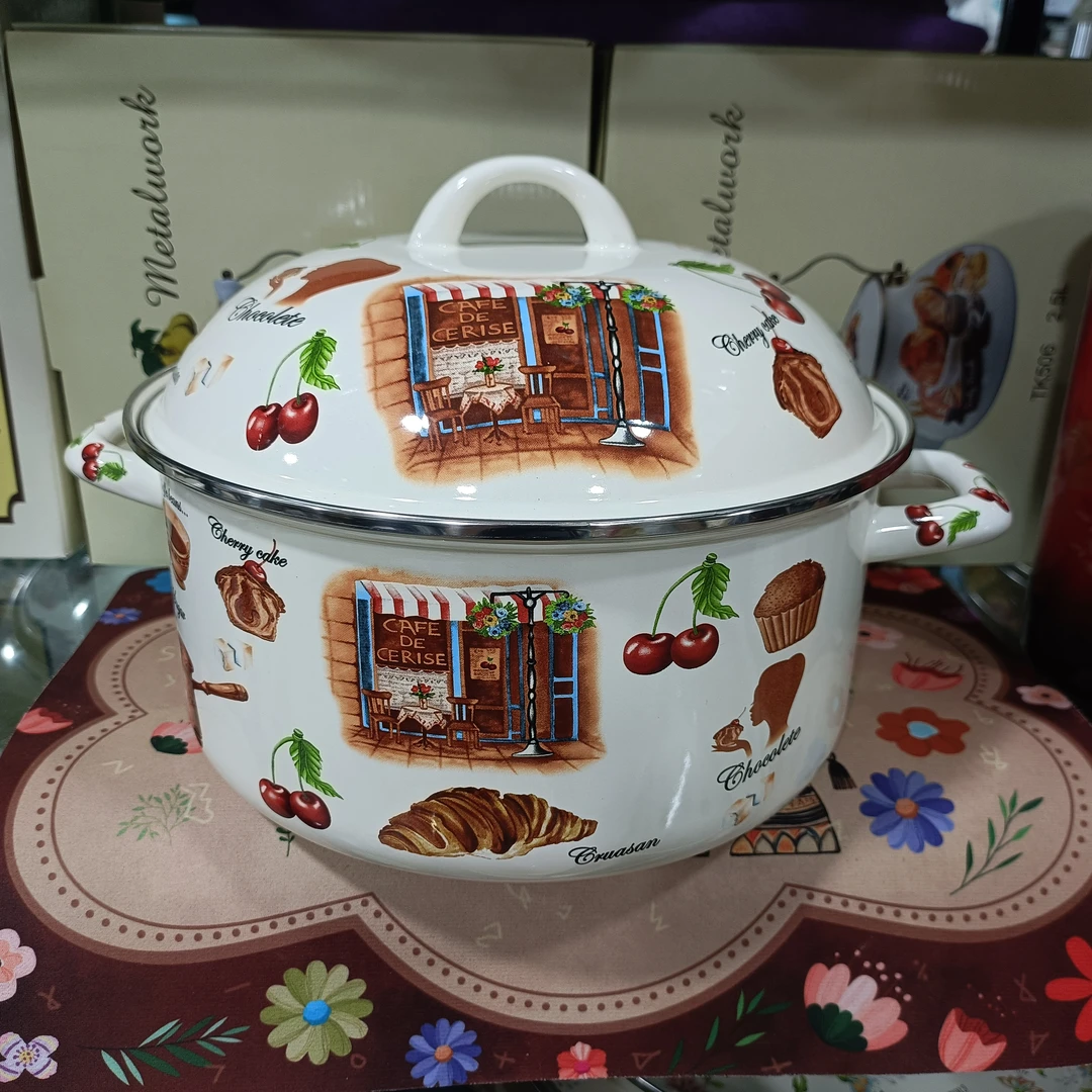 珐琅进口搪瓷水壶开水壶热水壶烧水壶汤锅奶锅汤盆火锅