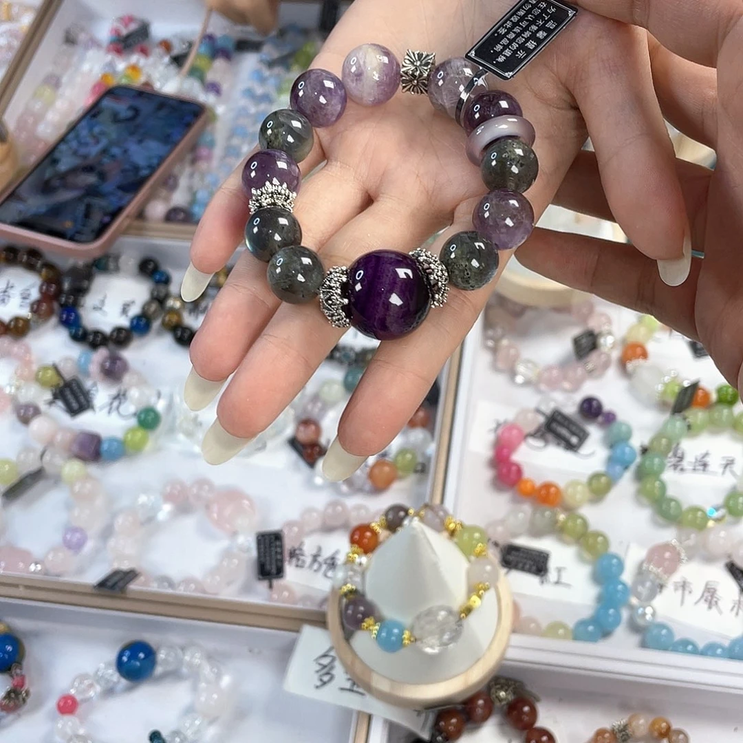 水晶手链银S925镀金镶嵌