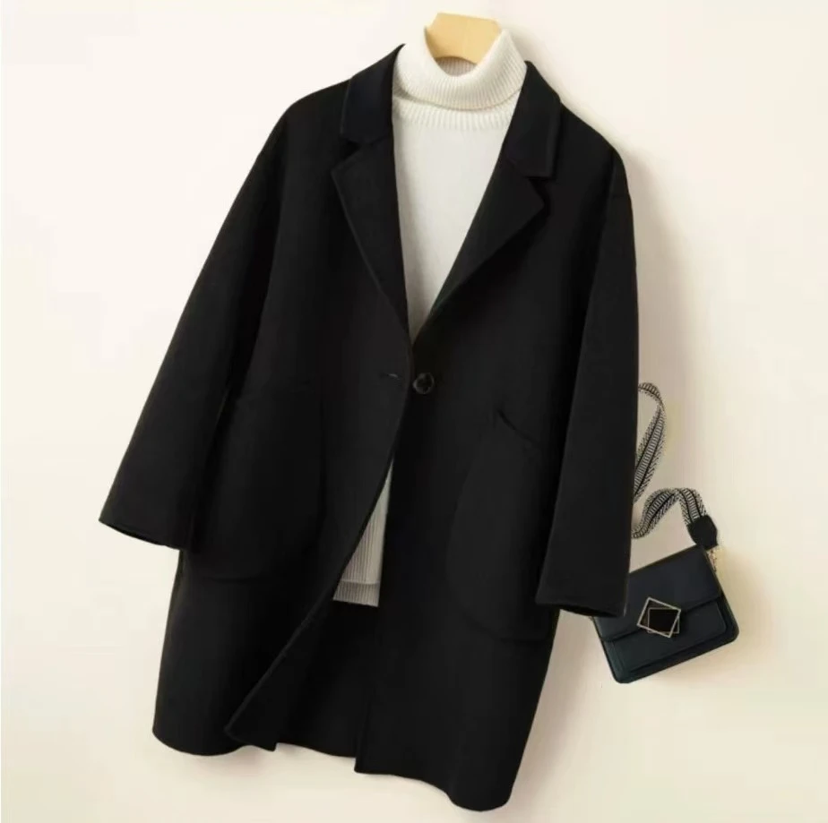 2024双面羊毛大衣中长款女士大衣气质时尚大牌83108