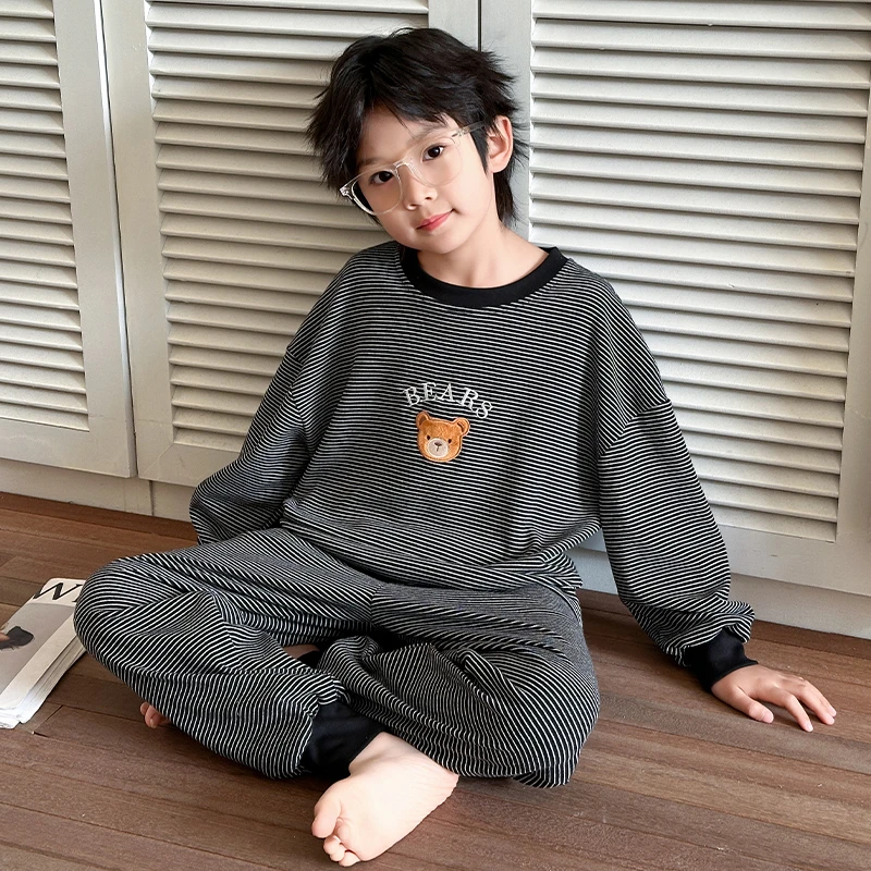 春秋季儿童睡衣男大童棉长袖套装10岁至15岁男孩秋款家居服亲子装