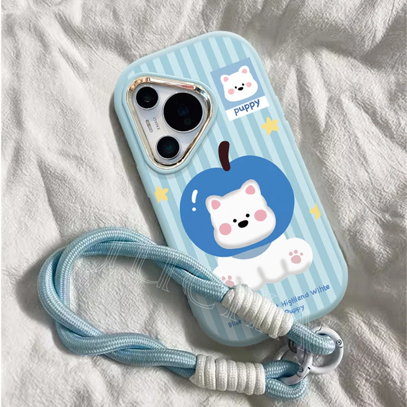 蓝色小狗适用苹果16pro手机壳可爱情侣华为mate70设计感OPPO防摔