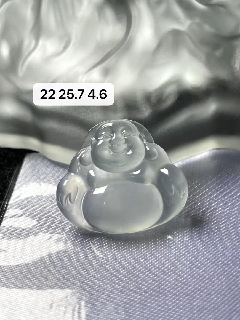 天然a货缅甸翡翠玻璃种纯净起光佛公吊坠