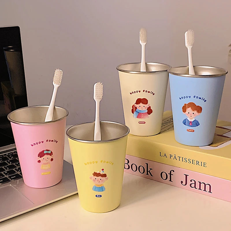 HAPPY一家洗漱杯多巴胺配色高颜值浴室家庭装原创卡通牙刷杯牙杯