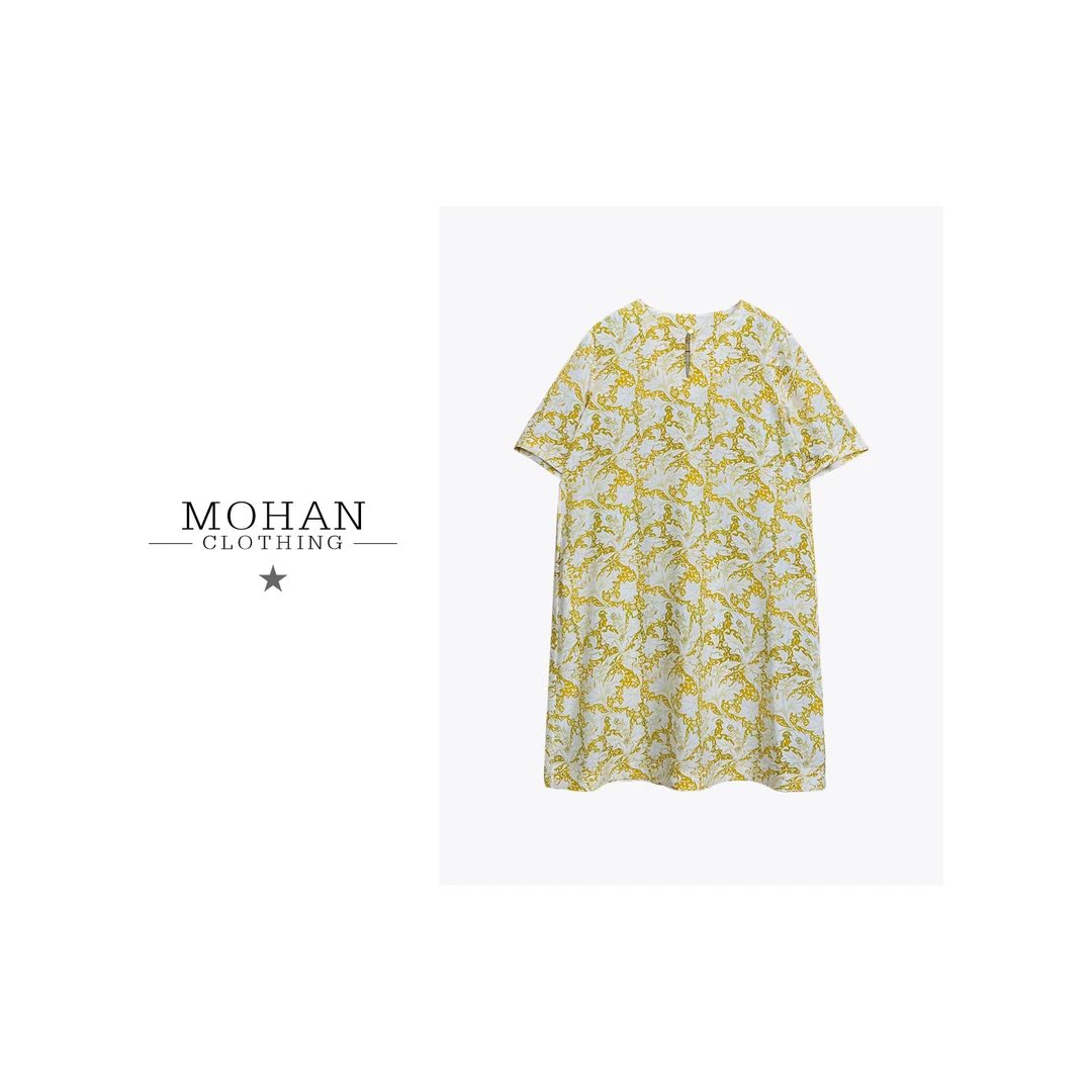 CLOTHING/墨含高奢时尚清新优雅气质收腰显瘦碎花连衣裙AMF289-1