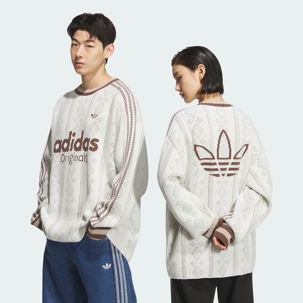 adidas/三叶草秋冬新款时尚休闲舒适宽松圆领针织运动衫KS5956