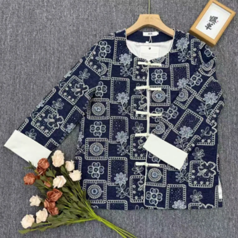 清孤品～深圳3911新中式国风重工亮片刺绣牛仔外套宽松洋气上衣