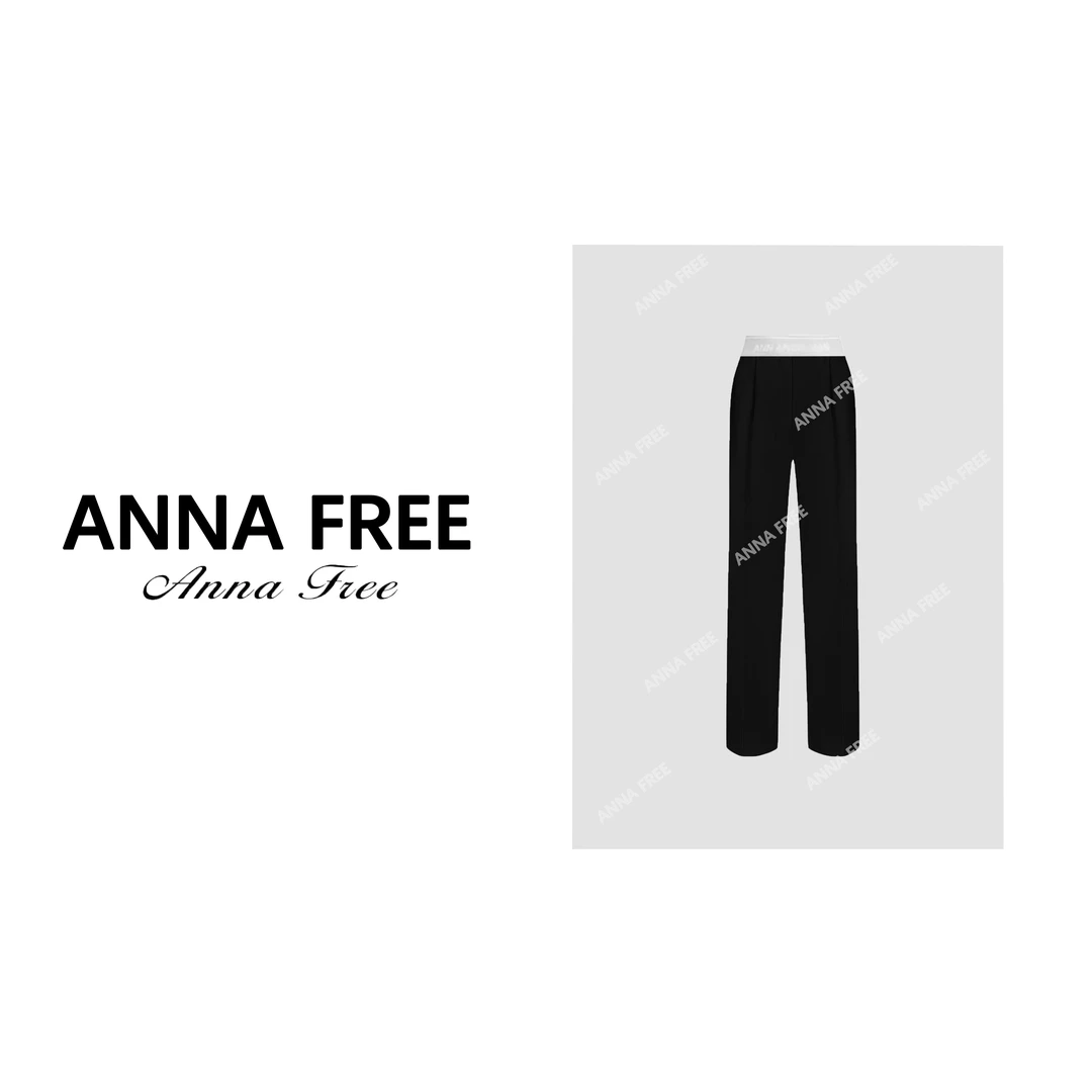 ANNA FREE 24设计感腰头垂感直筒西裤高腰23119
