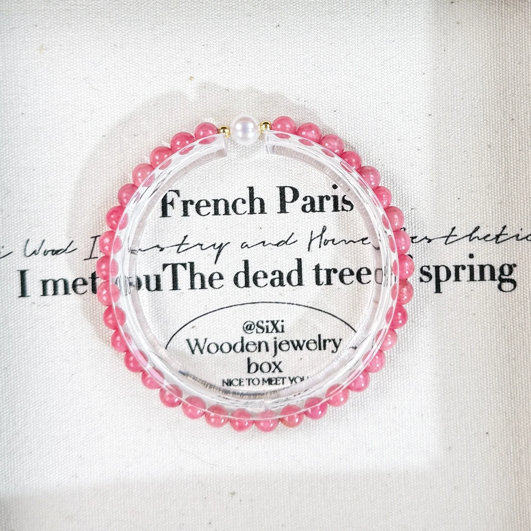 小咪红纹石 淡水珍珠 925银配 手链