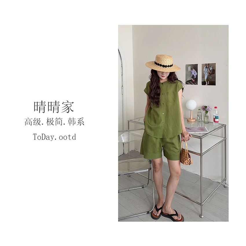 晴晴家-【镜花水月】夏季韩系百搭通勤极简风时尚气质套装3136