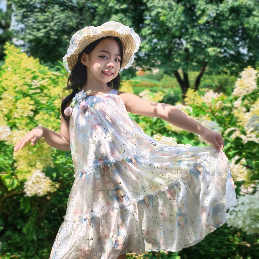 2025女森系碎花夏季法式千金风连衣裙女孩高质感穿搭