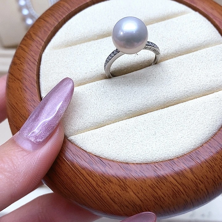 银S925镶嵌戒指淡水珍珠