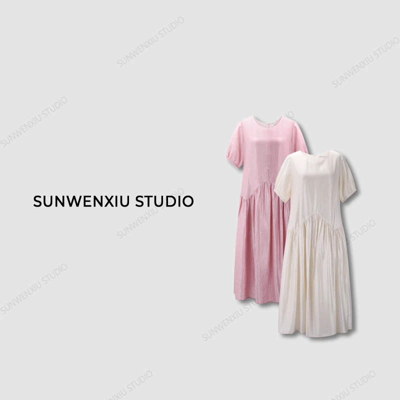 swx studio2店 “人鱼姬”醋酸天丝流光高级感气质宽松连衣裙