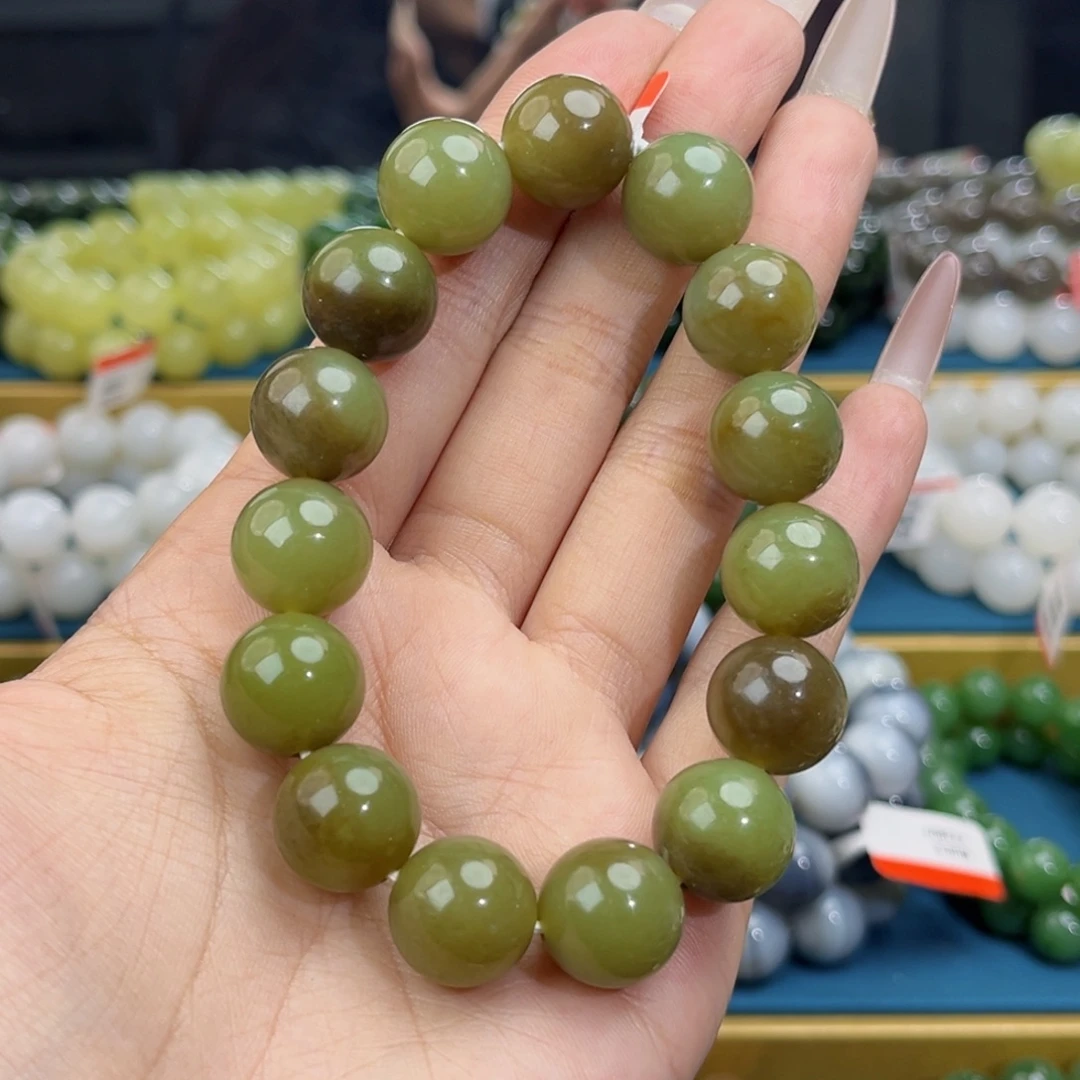 缘***阁和田玉未镶嵌手链天然和田玉新疆若羌黄口带糖手串14