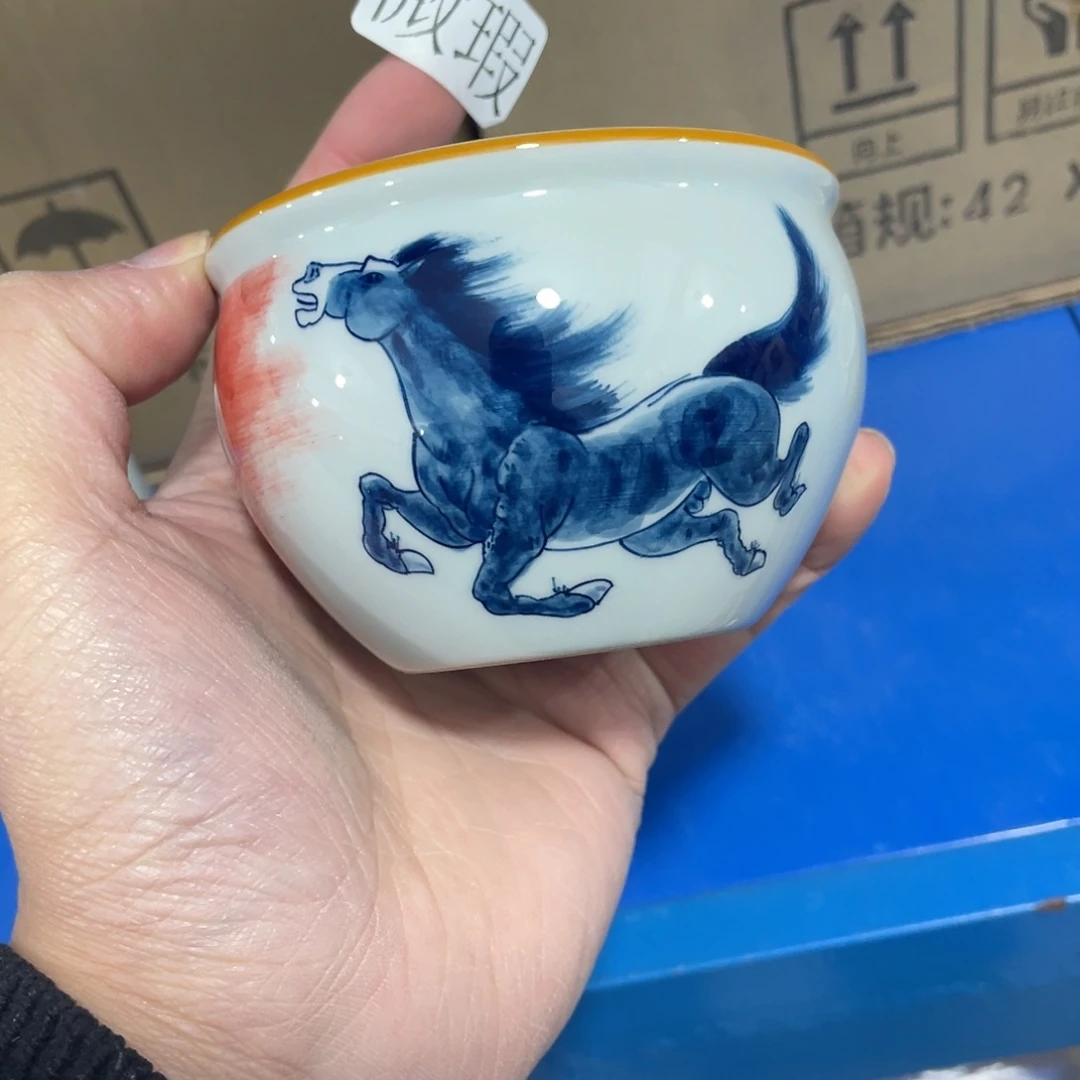 釉下手绘茶具微瑕