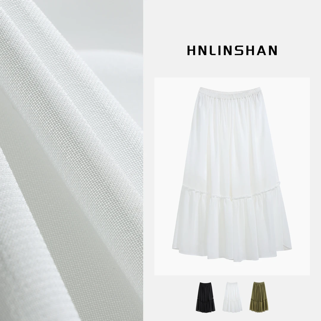 HNLINSHAN【绝美仙仙裙】25春季新款真丝内里定纺透纱感半裙BXQ1003