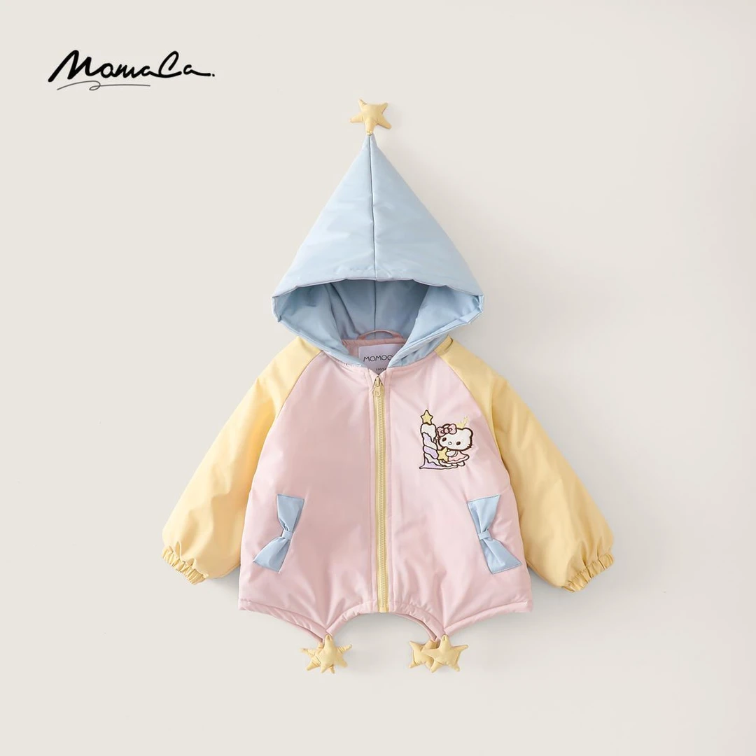 MOMOCO童装冬季新款女童洋气拼色棉服外套女宝棉衣77830125005