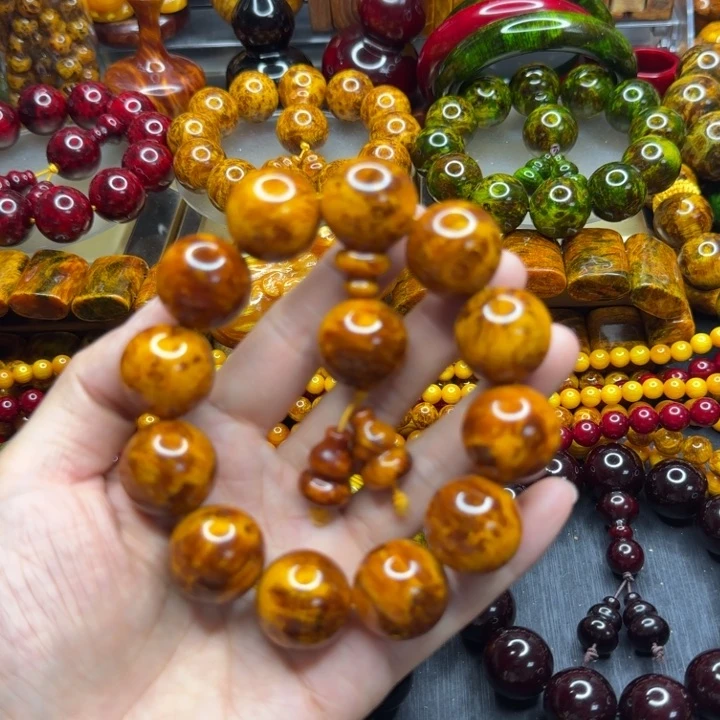 松木琥珀木文玩手串