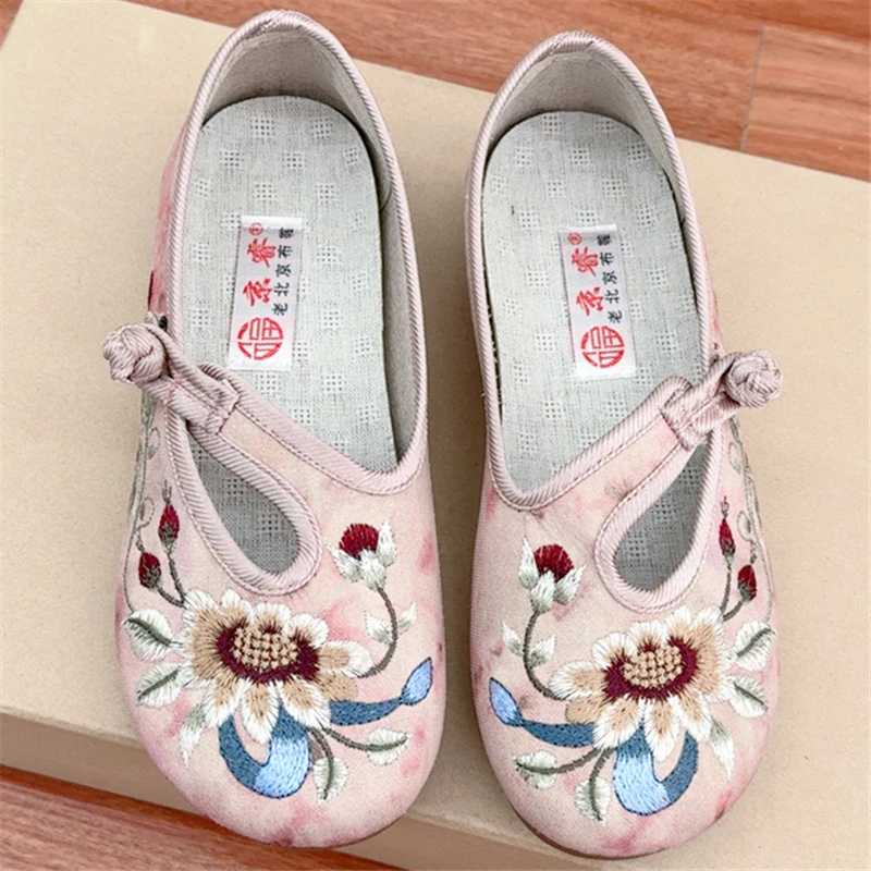 女鞋浅口轻便单鞋平跟复古古装布鞋民族风平底舒适软底防滑