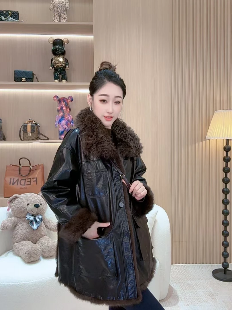 【若楠服饰】高级松弛感休闲两面穿皮衣外套-25961