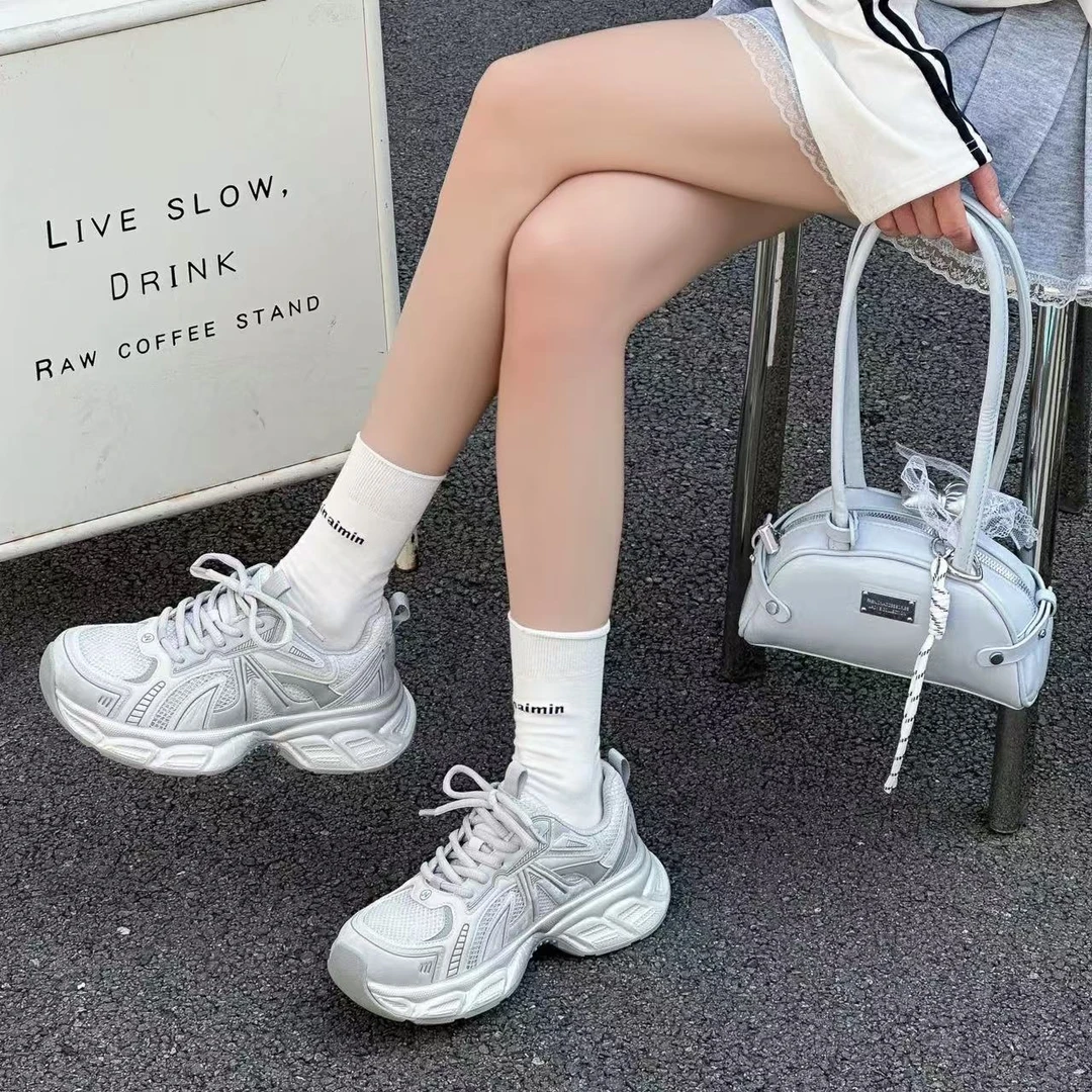 【高级感】2025夏季透网真显脚小百搭时尚老爹鞋女运动休闲鞋19107