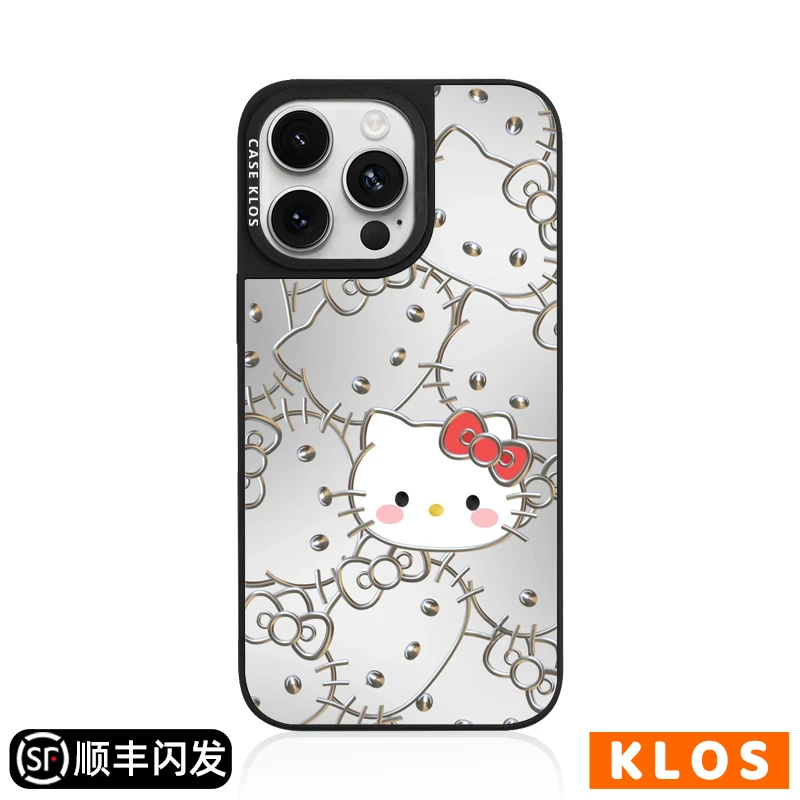 CASE KLOS凯蒂猫适用iPhone16/15/14/13ProMax镜面卡通浮雕手机壳